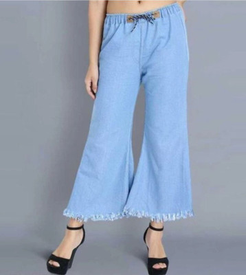 BNK Flared Women Light Blue Trousers