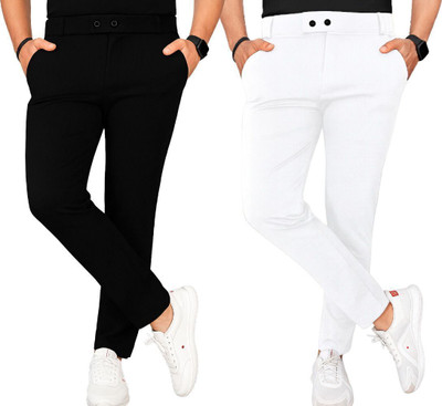 METRONAUT Regular Fit Men Black, White Trousers