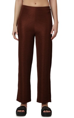 POPWINGS Relaxed Women Brown Trousers