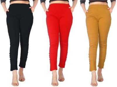 FeelBlue Skinny Fit Women Black, Red, Beige Trousers