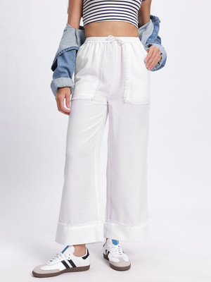 Glitchez Regular Fit Women White Trousers