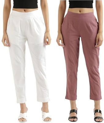 Dexus Regular Fit Women White, Pink Trousers