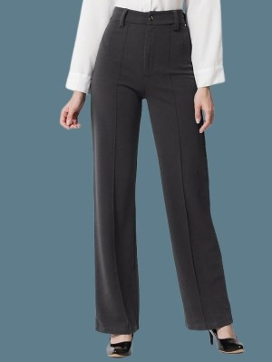 LEERUKA Regular Fit Women Black Trousers