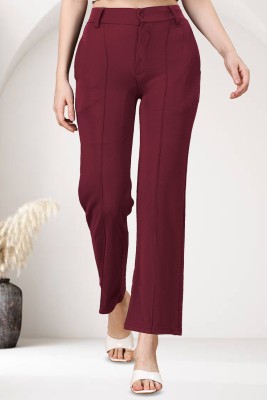 DTR FASHION Comfort Fit Women Maroon Trousers