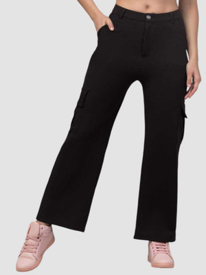 Trendoraa Regular Fit Women Black Trousers