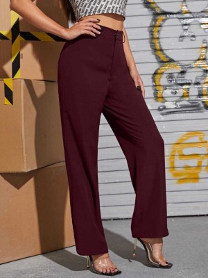 VDTREND Regular Fit Women Maroon Trousers