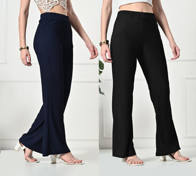 GLADLY Regular Fit Women Dark Blue, Black Trousers