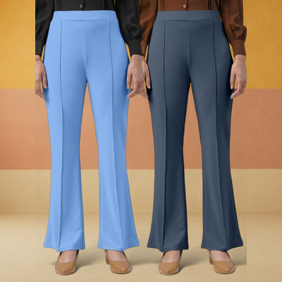 Anitafashion Loose Fit Women Light Blue, Grey Trousers