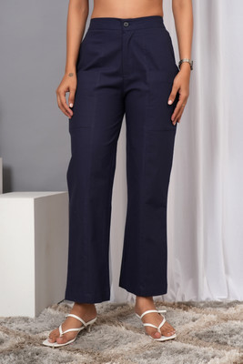 VYMO Regular Fit Women Dark Blue Trousers