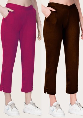 LIVVIE Regular Fit Women Pink, Brown Trousers