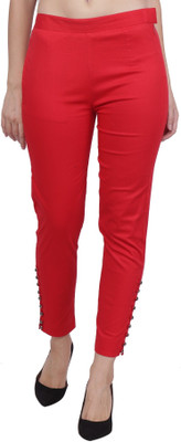 POPWINGS Regular Fit Women Red Trousers