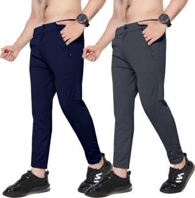 KENDORE Regular Fit Men Dark Blue, Grey Trousers