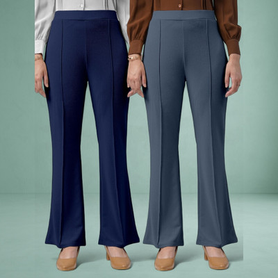 nitafashion Comfort Fit, Regular Fit Women Dark Blue, Grey Trousers