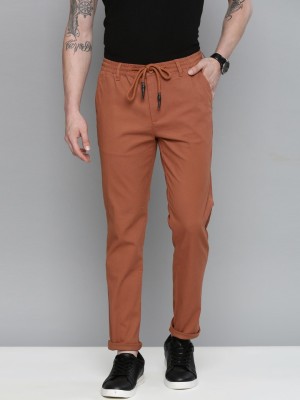 The Indian Garage Co. Slim Fit Men Orange Trousers