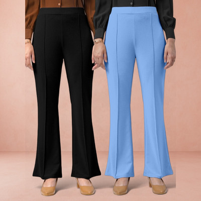 Squadfashion Loose Fit Women Black, Light Blue Trousers