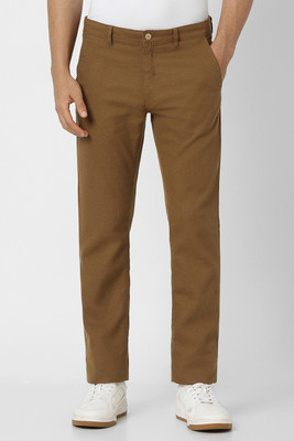 VAN HEUSEN Slim Fit Men Brown Trousers