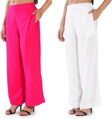 Sarose clothing Regular Fit Women Pink, White Trousers