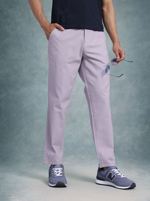 Roadster Straight Fit Men Purple Trousers