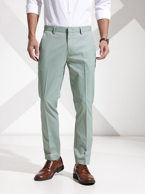 encore by INVICTUS Regular Fit Men Green Trousers