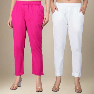 DGSM CRAFT Regular Fit Women Pink, White Trousers