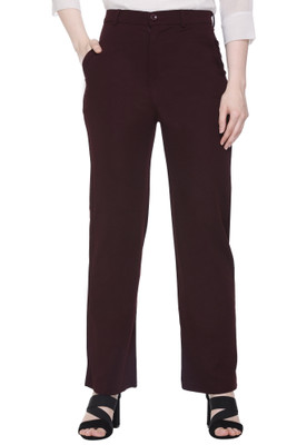WILD DREAMS Regular Fit Women Maroon Trousers