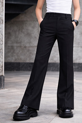 Plus91 Flared Boys Black Trousers