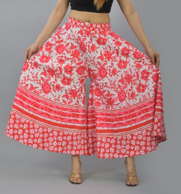 YUVI CREATIONS Flared Women White, Red Trousers