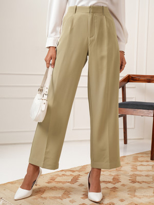 Tokyo Talkies Straight Fit Women Beige Trousers