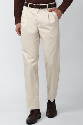 PETER ENGLAND Regular Fit Men Cream Trousers