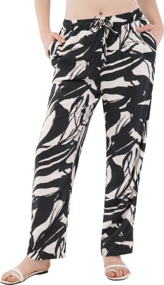 THE AURA LIVE Relaxed Women Black, White Trousers