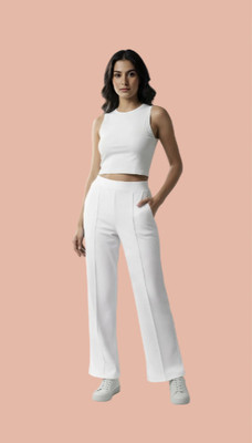 LAXMISPORTS Straight Fit Women White Trousers