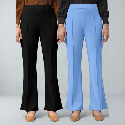 Anitafashion Loose Fit Women Black, Light Blue Trousers