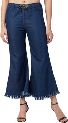 REEGUS Flared Women Dark Blue Trousers