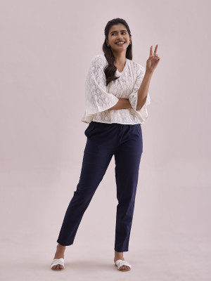 GO COLORS Tapered Women Blue Trousers