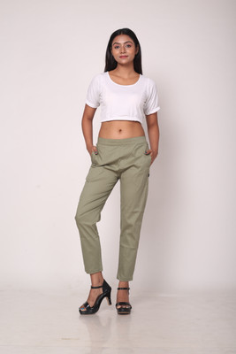 Kapokfashion Regular Fit Women Light Green Trousers