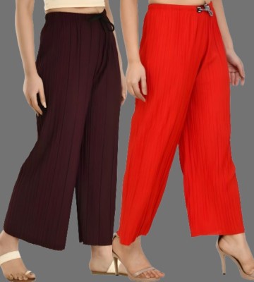 flirty touch Loose Fit Women Red, Brown Trousers