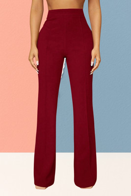 SKD TRENDZ Comfort Fit, Regular Fit Women Maroon Trousers