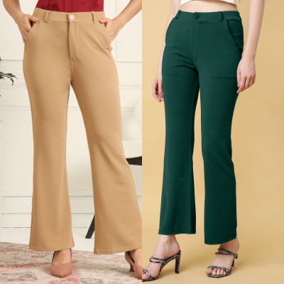 INDIANRANG Regular Fit Women Beige, Green Trousers