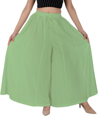 Rajvila Flared Women Light Green Trousers