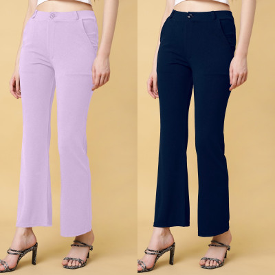 High Glitz Regular Fit Women Purple, Blue Trousers