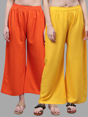 VALLES365 by S.c. Flared Women Orange, Yellow Trousers
