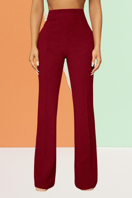 AKOTTY Comfort Fit, Regular Fit Women Maroon Trousers