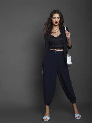 VERO MODA Regular Fit Women Dark Blue Trousers