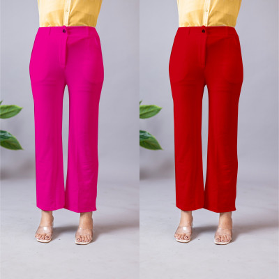 High Glitz Regular Fit Women Pink, Red Trousers