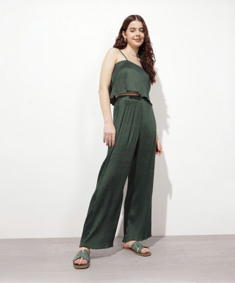 Dressberry Loose Fit Women Green Trousers