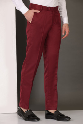 The DS Regular Fit Men Maroon Trousers