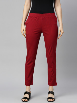 GOLDSTROMS Slim Fit Women Maroon Trousers