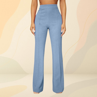 Anitafashion Loose Fit Women Light Blue Trousers