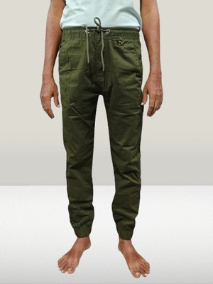 QFAA Regular Fit Men Green Trousers