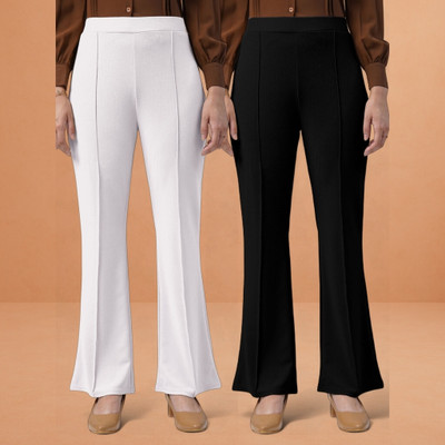 jenile stoor Loose Fit Women White, Black Trousers